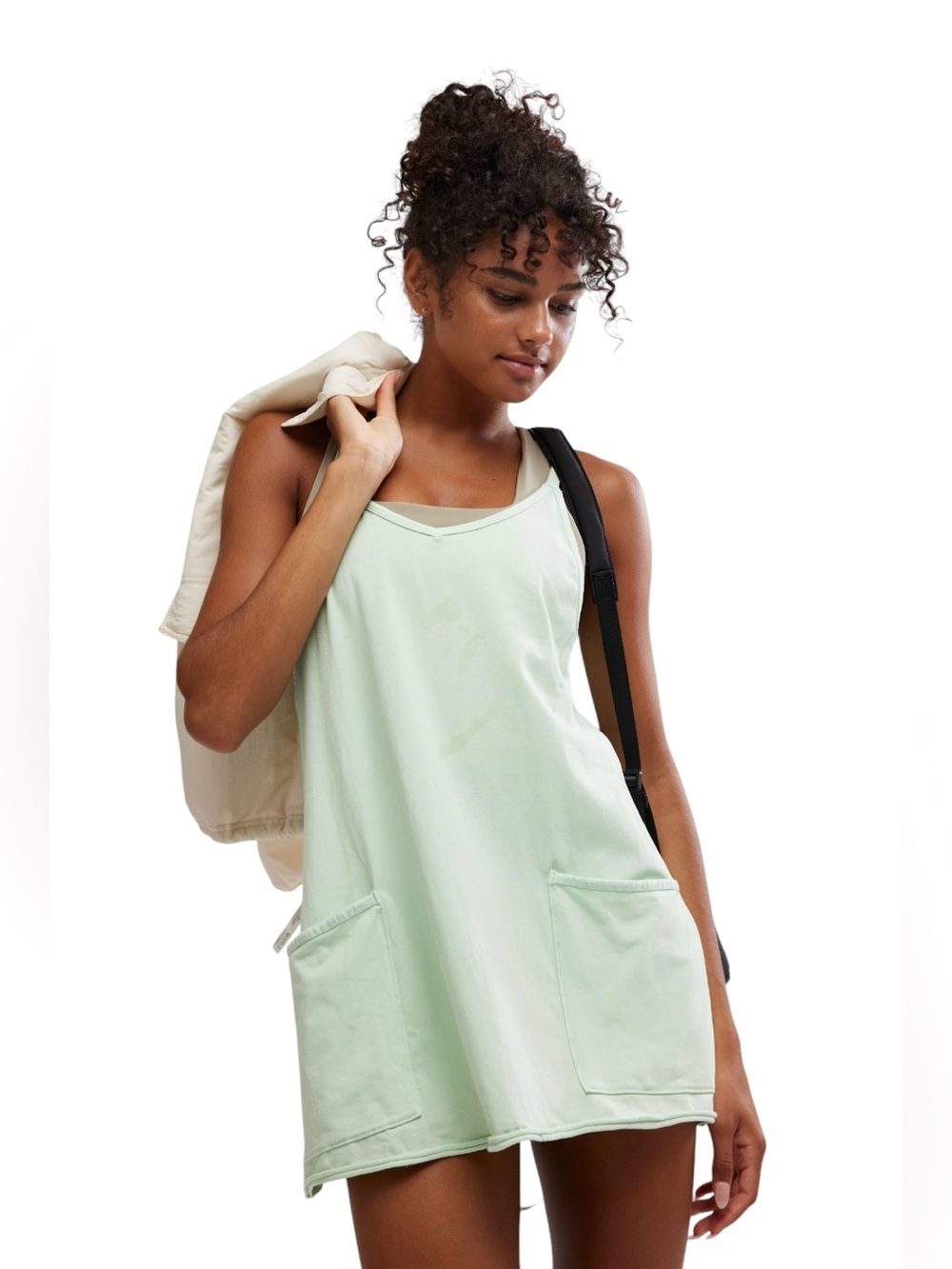 Free People NWT FP Movement Pistachio Mint Hot Shot Mini Dress Romper Size L